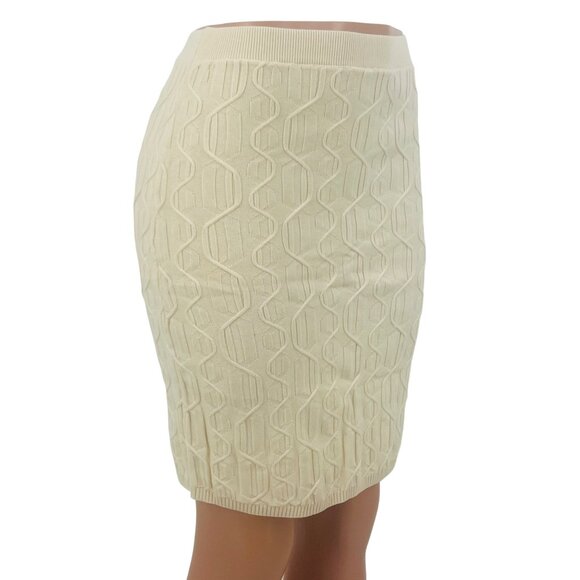 NWT Free People Ivory Cable Knit Mini Skirt L | Soft Grunge Boho Coastal Cowgirl - Picture 5 of 11